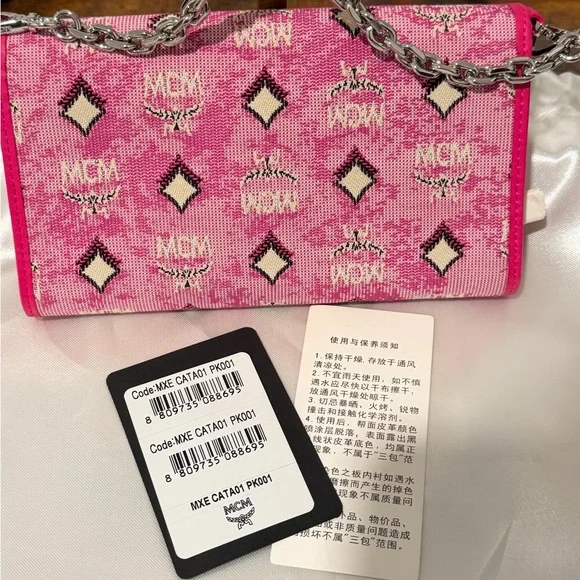 NWT MCM Pink Portuna Aren WOC with Chain Strap Crossbody Bags